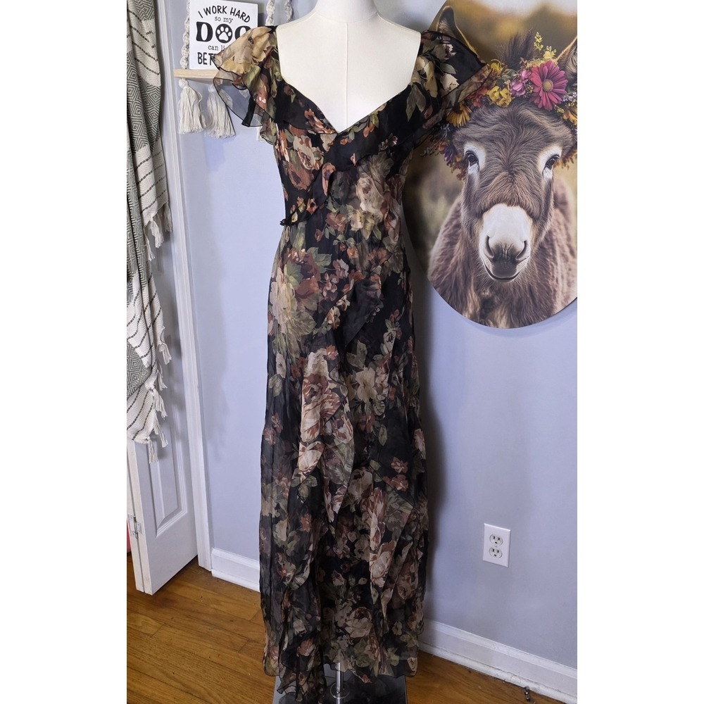 Ralph Lauren Purple‎ Label Brienne Crinkle Chiffon Evening Dress Size 0 $4390